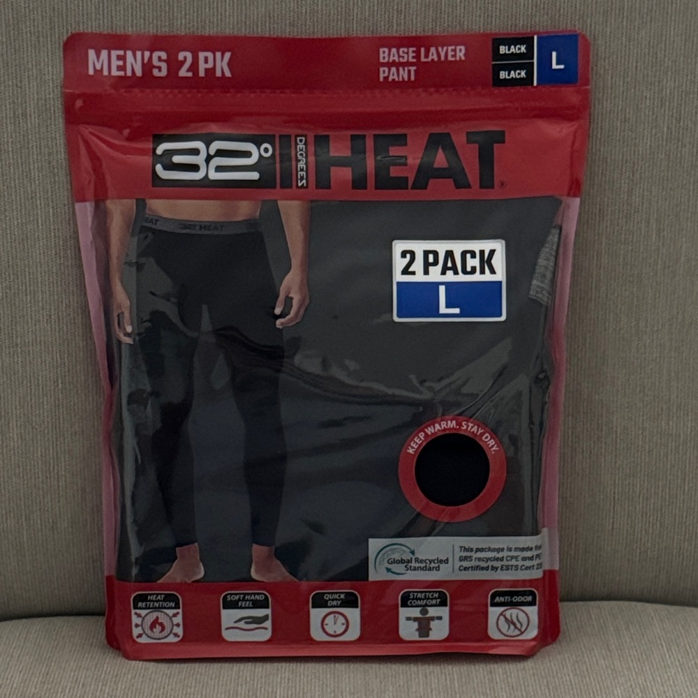 32 Degrees Men's Black Boxer Briefs 2 Pack